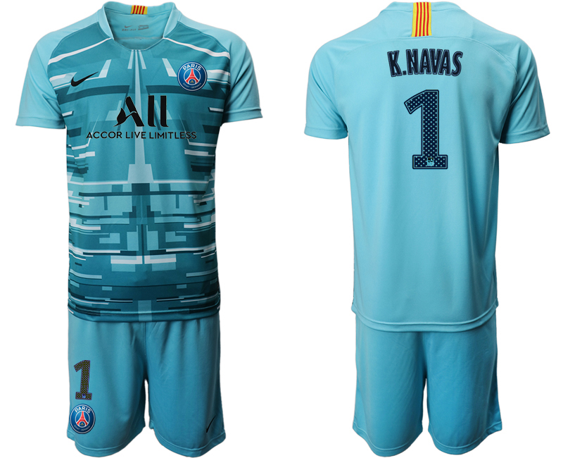 Men 2020-2021 club Paris St German blue goalkeeper #1 Soccer Jerseys->paris st german jersey->Soccer Club Jersey
